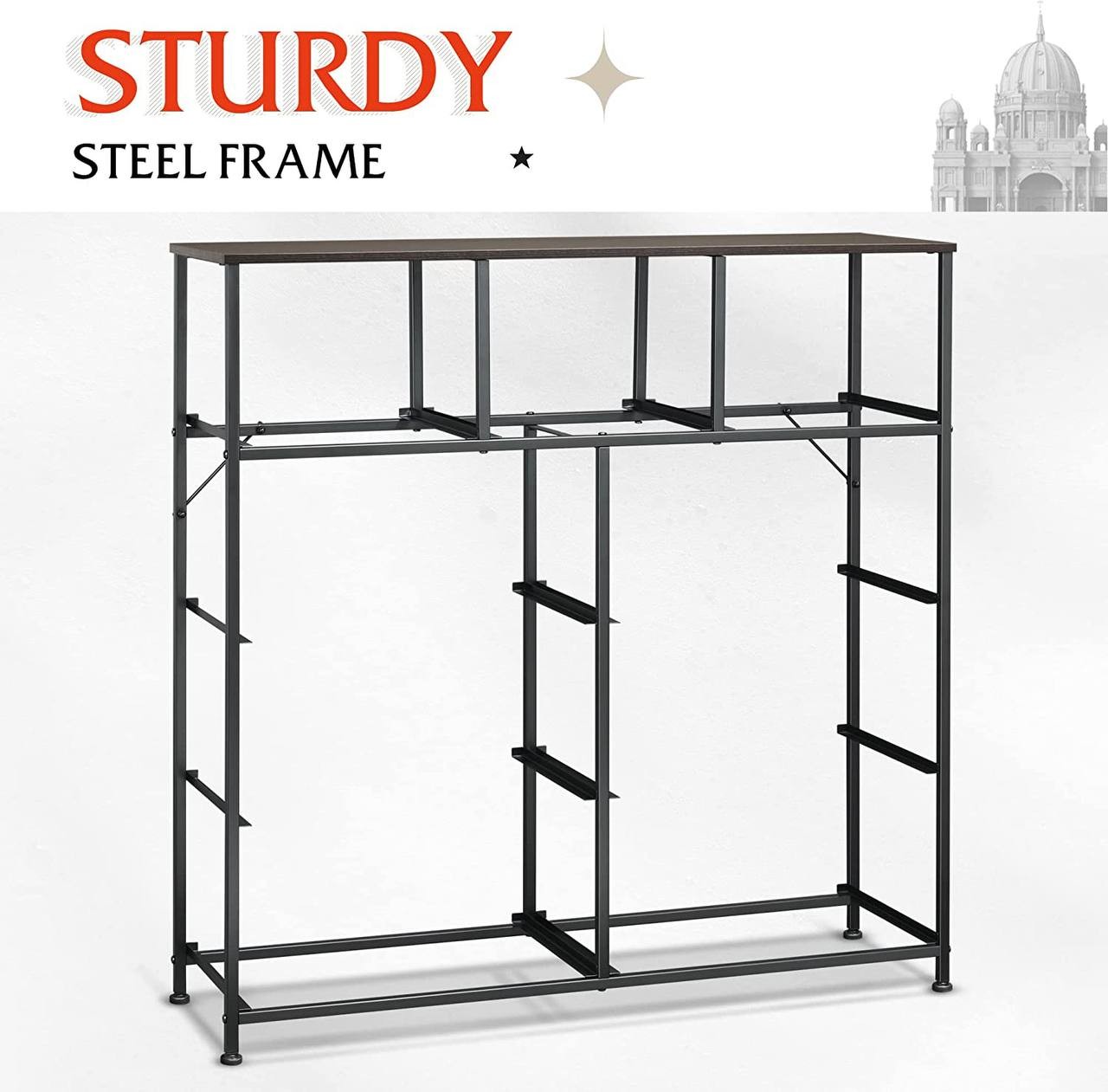 WLIVE 9-Drawer Dresser, Fabric Storage Tower for Bedroom, Nursery, Entryway, Closets, Tall Chest Organizer Unit with Textured Print Fabric Bins, Steel Frame, Wood Top, Dark Grey