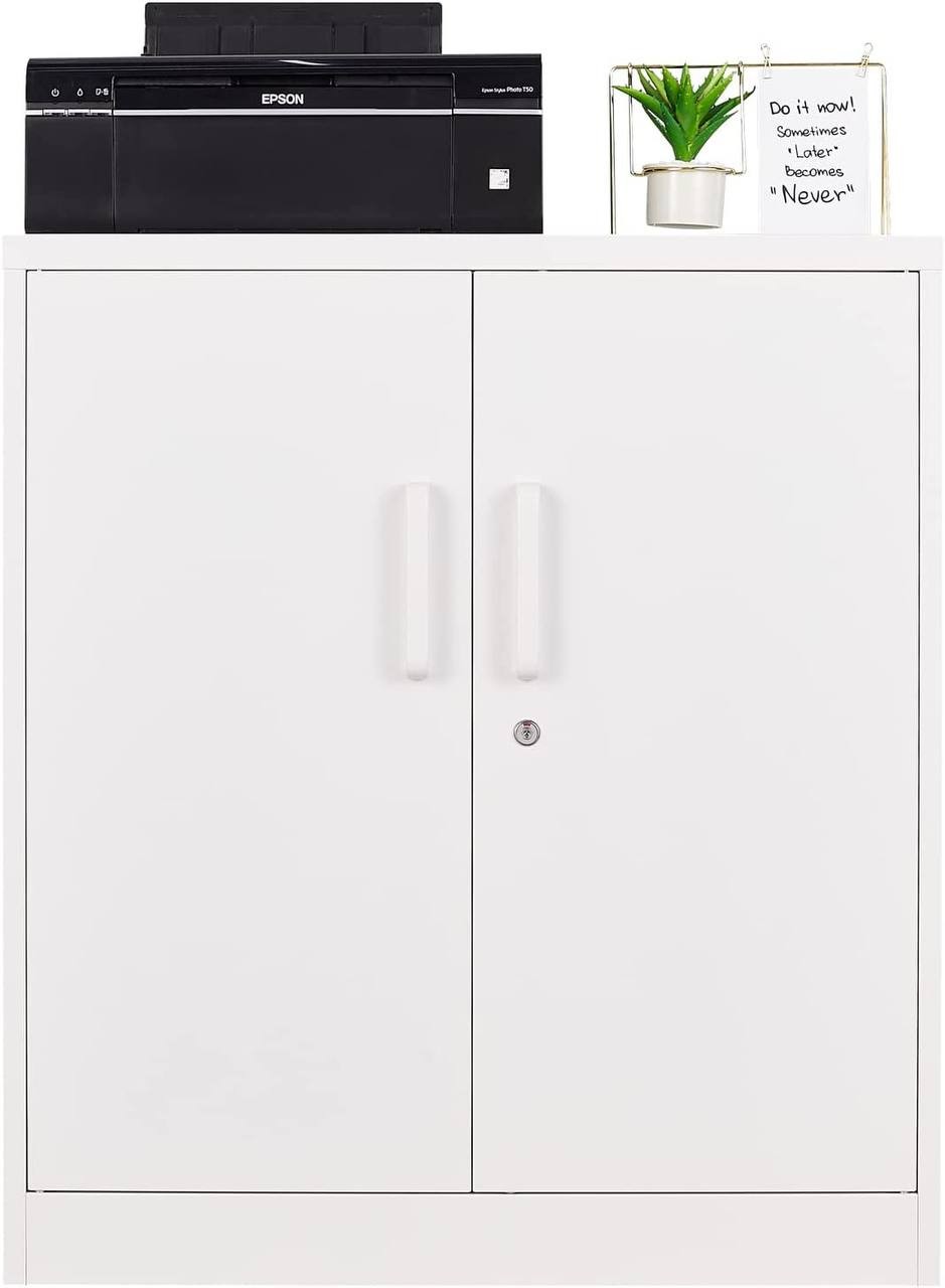 SISESOL Steel Storage Cabinet Office Cabinet with Shelves and 2 Doors Metal Storage Cabinet Locking Steel Storage Cabinet Locker Steel Counter Cabinet Locking Cabinet for Garage Home Office Pantry