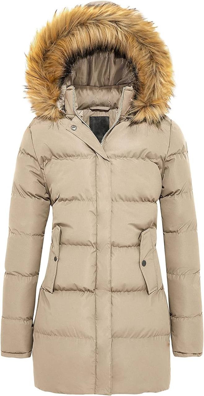 Garemcy Womens Winter Coats Thicken Puffer Coat Warm Jacket with Removable Fur Hood Quilted Jacket