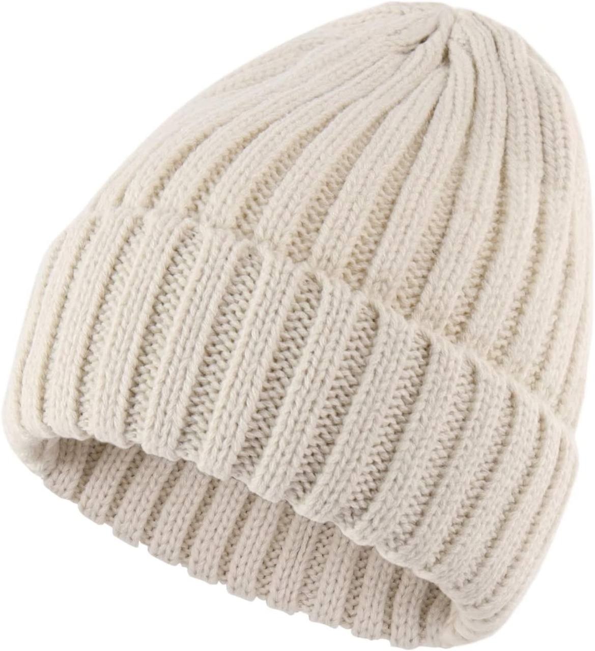 Connectyle Womens Knit Cuffed Beanie Hat Stretch Ribbed Acrylic Winter Ski Cap