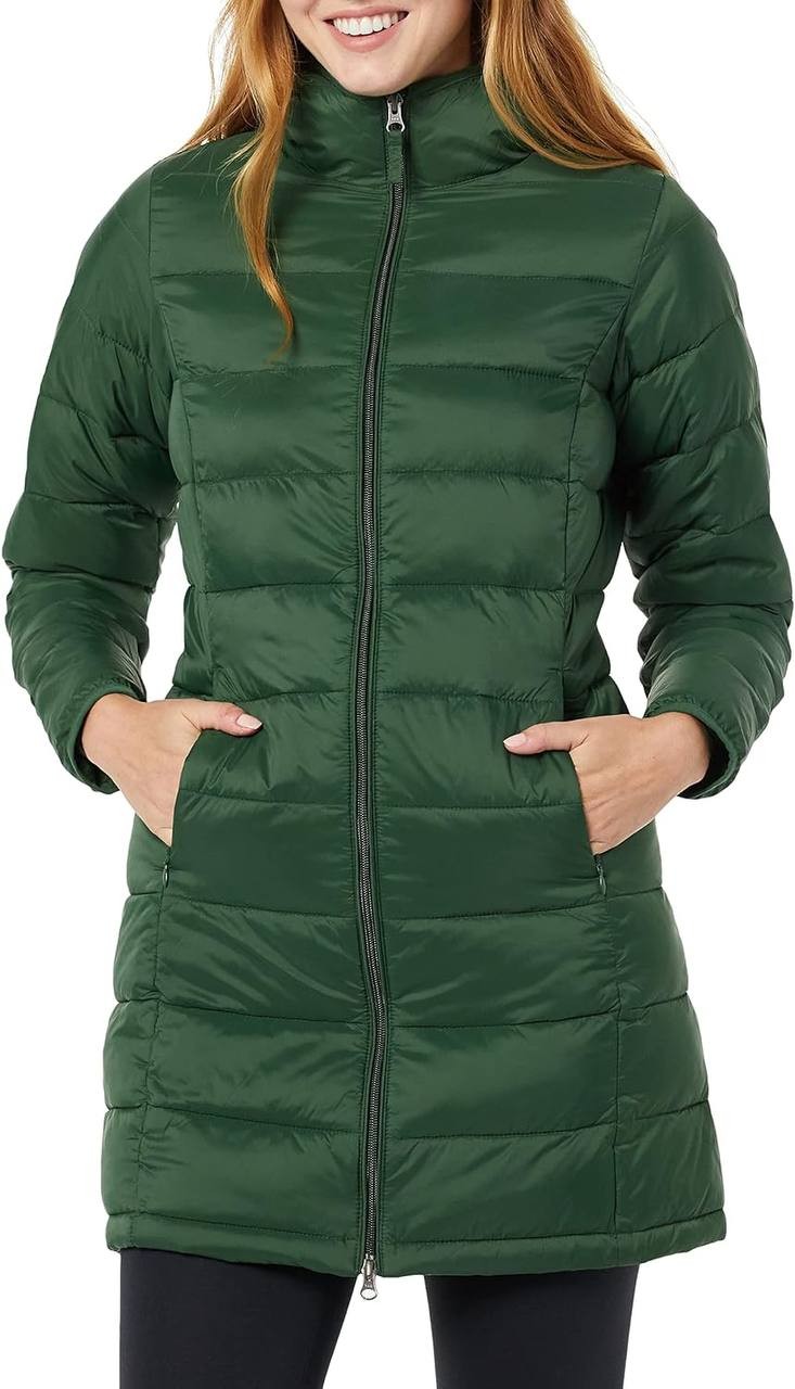 Essentials Women's Lightweight Water-Resistant Hooded Puffer Coat (Available in Plus Size)