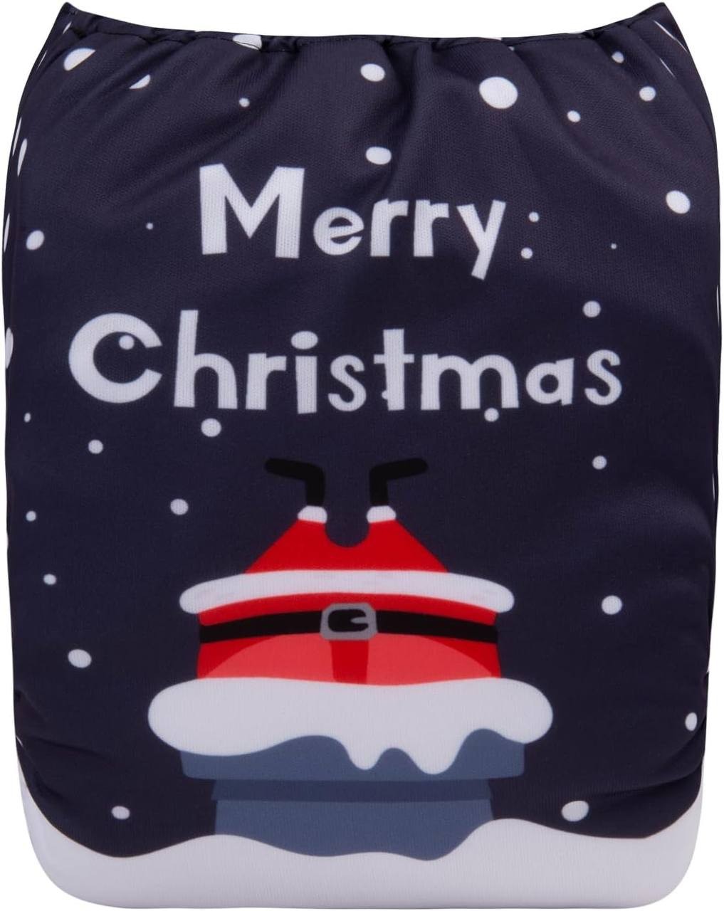 ALVABABY Christmas Baby Cloth Diaper Adjustable Washable Reusable for Baby Girls and Boys Infant Toddler Nappy 1 Pack with 2 Inserts QD71-2T