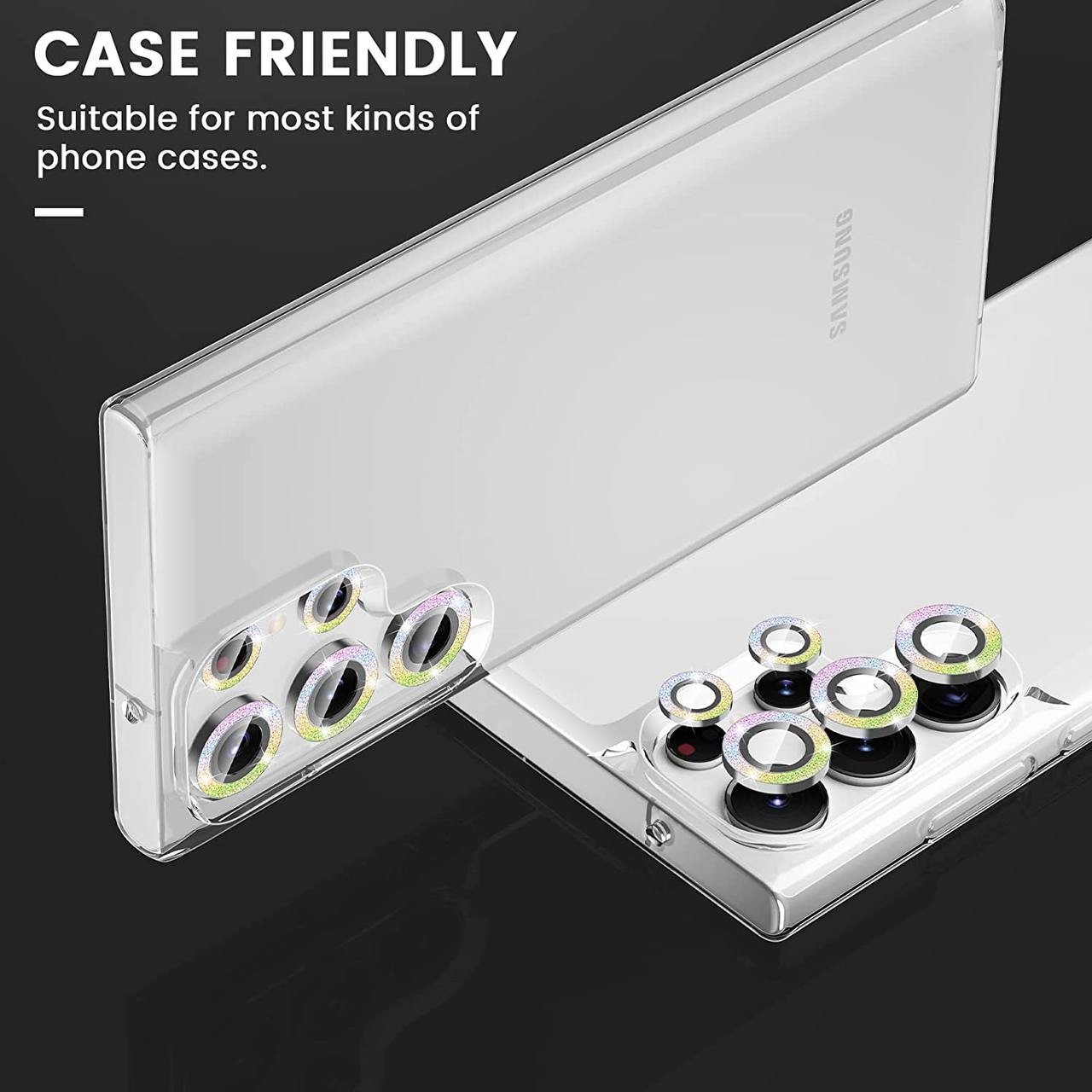 Goton for Samsung Galaxy S23 Ultra Camera Lens Protector, HD Glass Metal Lens Screen Protector Cover For Galaxy S23 Ultra 5G Accessories Glitter Colorful