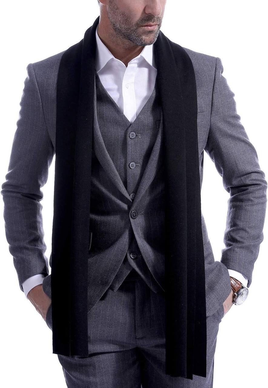 VEXTROFORT Men's Scarf Cashmere Feel Fashion Scarves for Men Winter Knitted Long 70.8IN 11.8IN