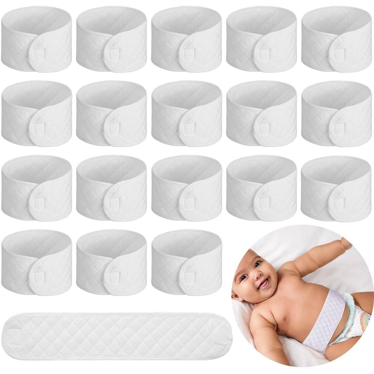 Nuanchu 20 Pieces Baby Belly Band Cotton Newborn Belly Belt Infant Umbilical Cord Protector Soft Baby Belly Button Band Newborn Navel Belt for Protection Abdomen Baby Boy Girl Gifts 0-12 Months