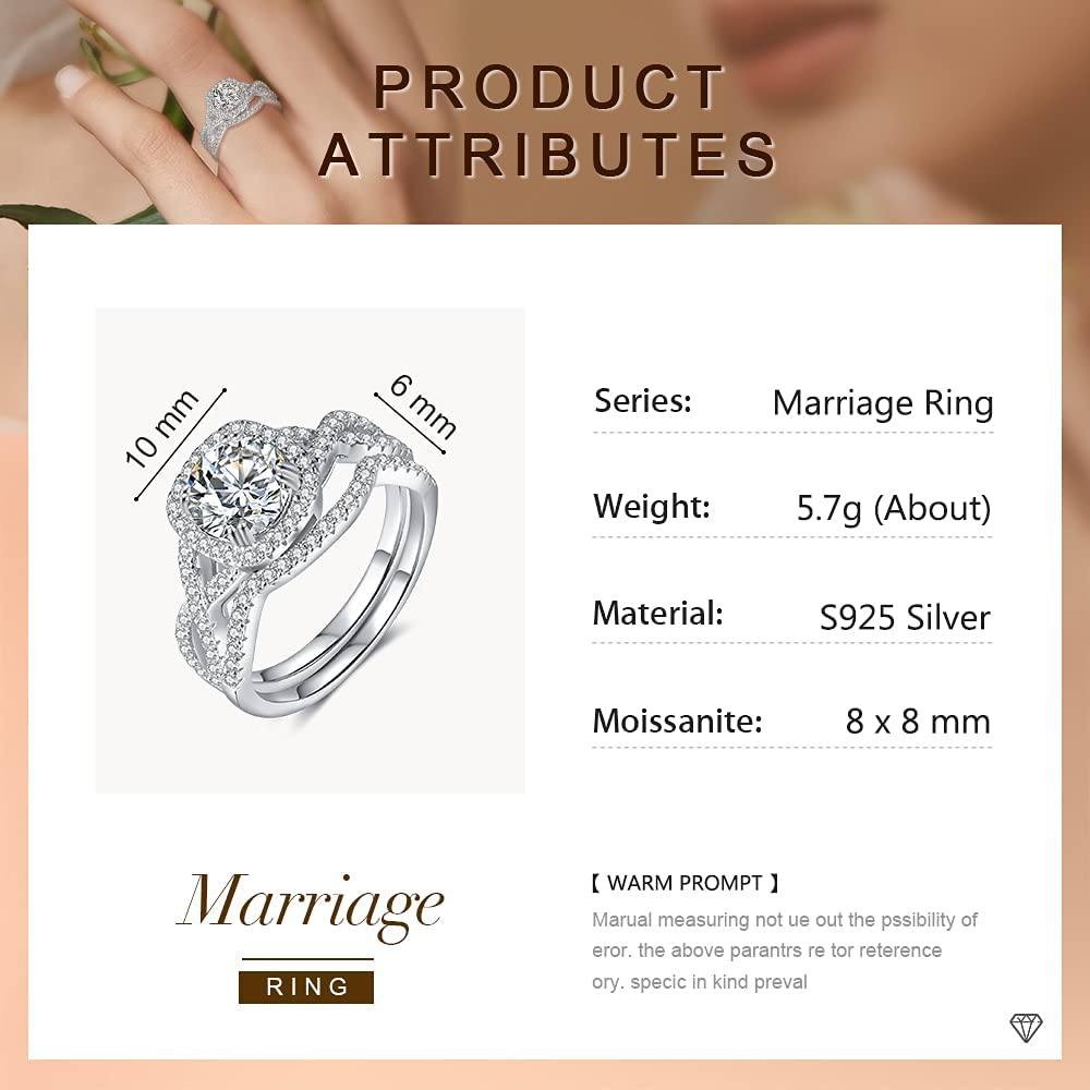 lorajewel Sterling Silver Wedding Rings for Women Moissanite Diamond Engagement RingAnniversary Promise Rings for Her I Love You Gifts