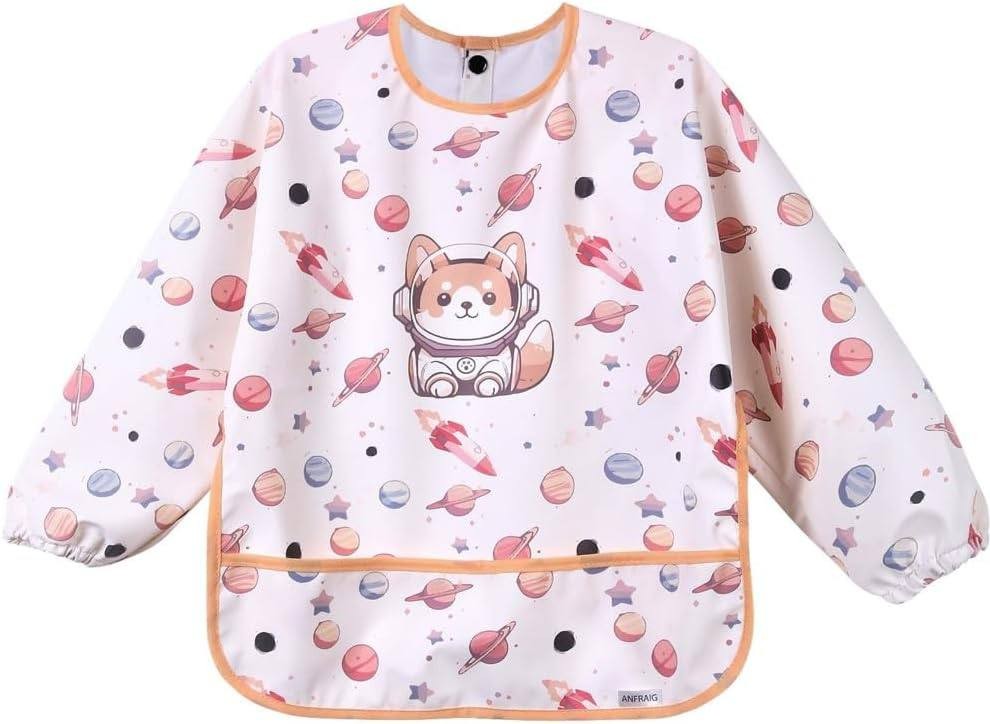 ANFRAIG Long Sleeve Bibs for Babies. Waterproof Baby Bibs for Eating are Toddler Bibs with Sleeves and Baby Food Catcher