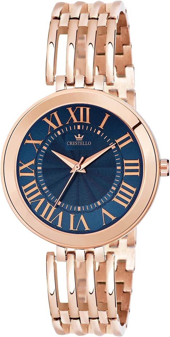Crestello Rose Gold/Brown Plated Bracelet Analog Wrist Watch for Women