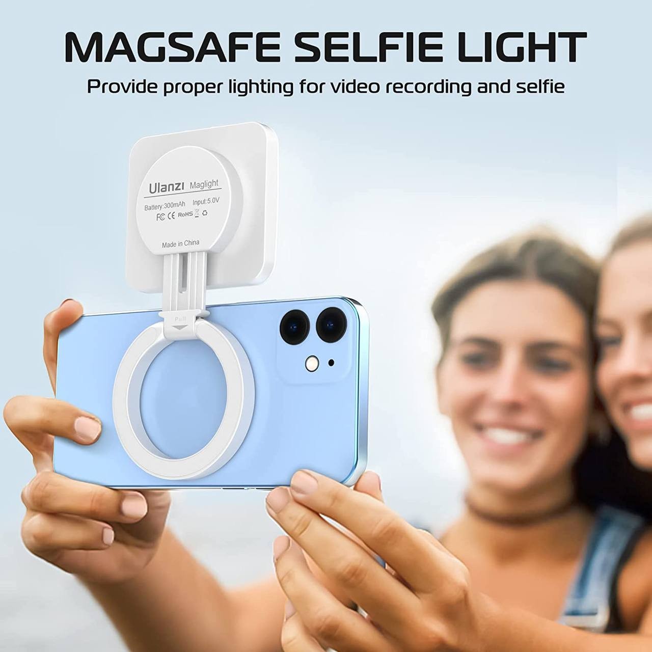 ULANZI LT010 Magnetic Cell Phone Selfie Light, Rechargeable LED Cube Fill Light for Makeup, Vlog, Video, Compatible with MagSafe Only for iPhone 12 13 14 Series, White