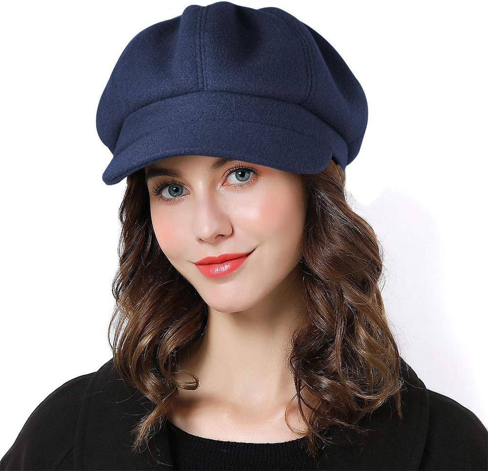 Sumolux Women Beret Newsboy Hat French Wool Cap Classic Autumn Spring Winter