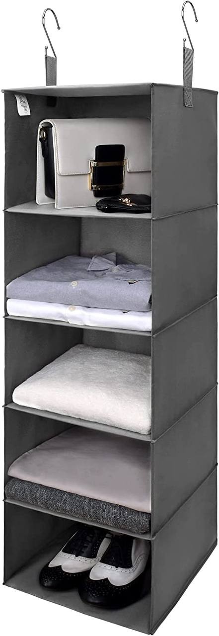 GRANNY SAYS 6-Shelf Hanging Closet Organizer, Closet Organizers and Storage, Foldable Hanging Shelves, Hanging Shelf Closet Organizer for Living Room, Dark Gray, 1-Pack