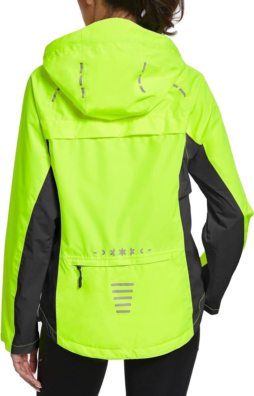 FitsT4 Women's Waterproof Cycling Running Jackets Mesh Lined Rain Jacket Lightweight Bike Windbreaker with Hood