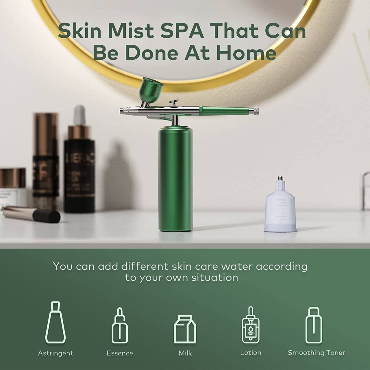 Bvcewilty Oxygen Facial Portable Airbrush, Skin Care Nano Facial Steamer – Portable Makeup Airbrush，Serum Toner Nano Mist Sprayer Facial Mister Device, Lady‘s Gifts Skin Care Toolder, Blush & Bronzer,